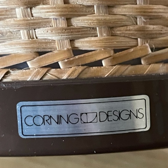 MCM Vintage Corning Designs Wicker Wrapped Thermal Carafe Coffee Thermos - Picture 3 of 9